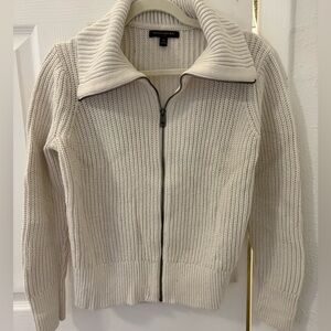 Banana Republic Off-White Knit Zip Cardigan